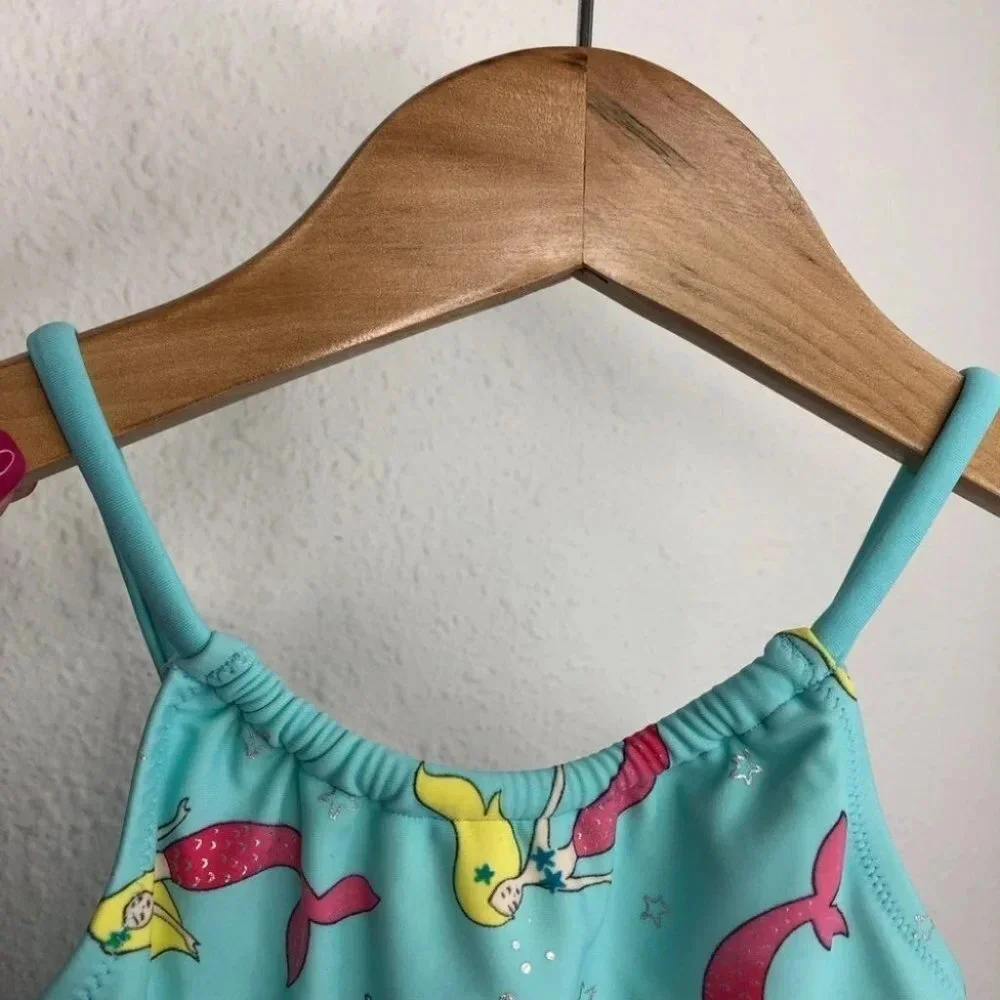 Zara swimsuit one piece aqua blue with mermaids size‎ 4-5 years